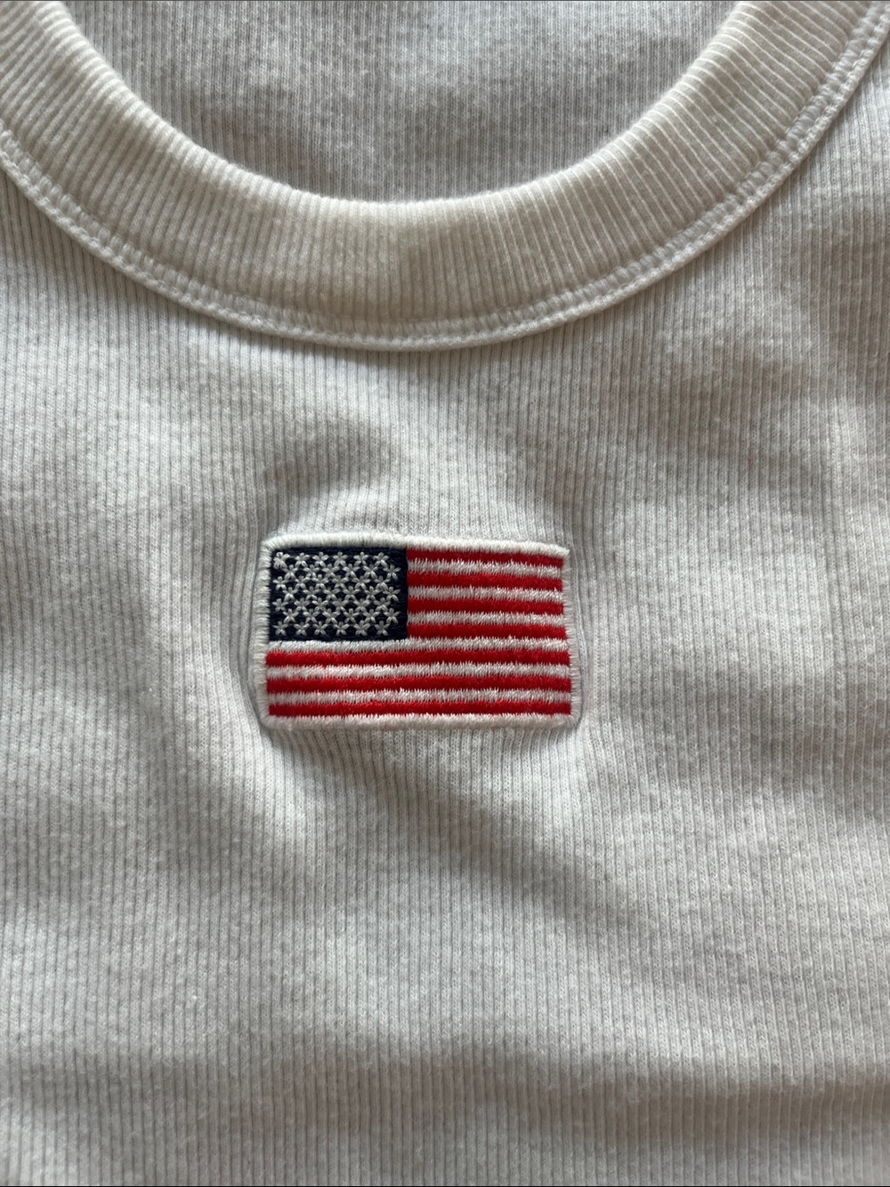 Universal Thread • White Ribbed Tank with Flag Patch - Picture 5 of 6